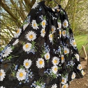 Black Floral Skirt with Pockets